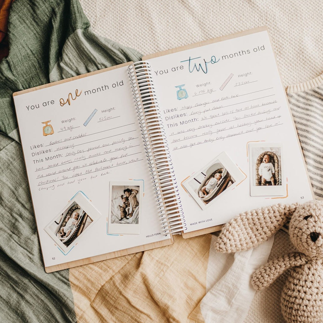 "Your Story" Wooden Baby Memory Book (customised with name)