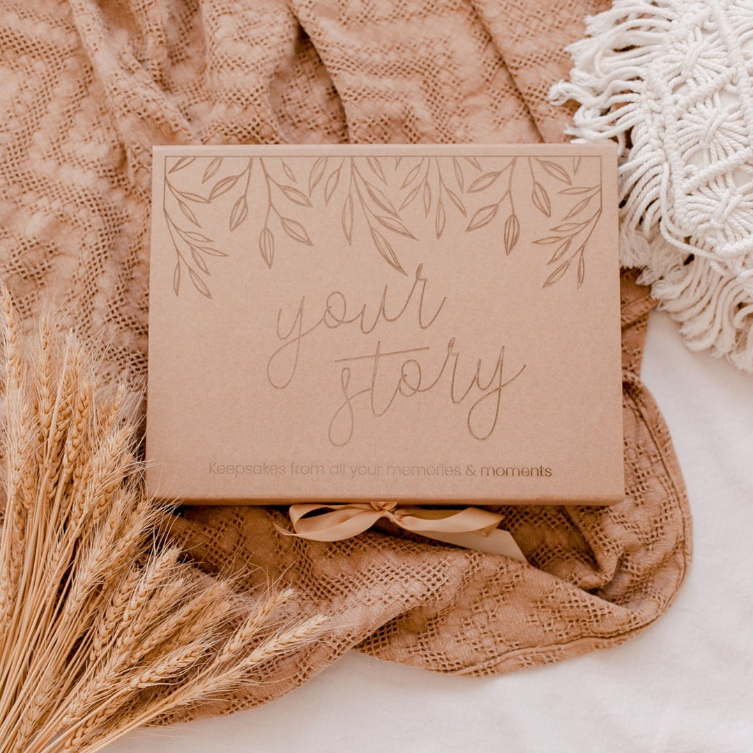 Keepsake Box - Vine (non-custom) "YOUR STORY" - fits our wooden baby book