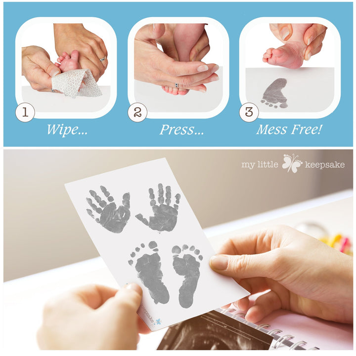 'my little keepsake' inkless print kit for baby's hand and foot prints.