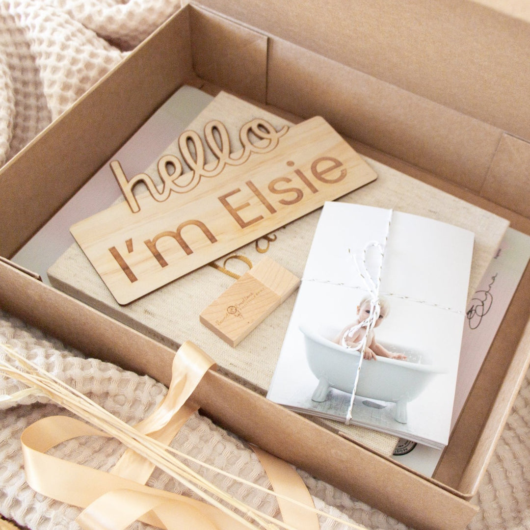 Keepsake Box - Classic (customised with name + wording) - fits our wooden baby book