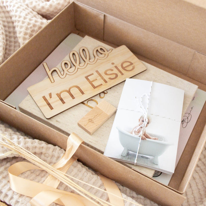 Keepsake Box - Classic (customised with name + wording) - fits our wooden baby book