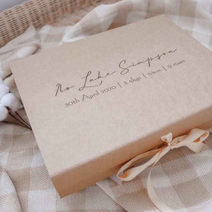 Keepsake Box - Classic (customised with name + wording) - fits our wooden baby book