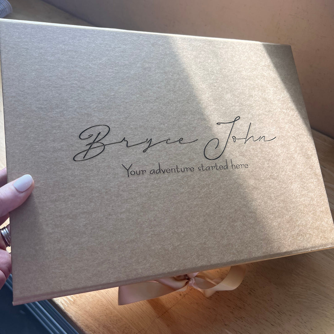 Keepsake Box - Classic (customised with name + wording) - fits our wooden baby book