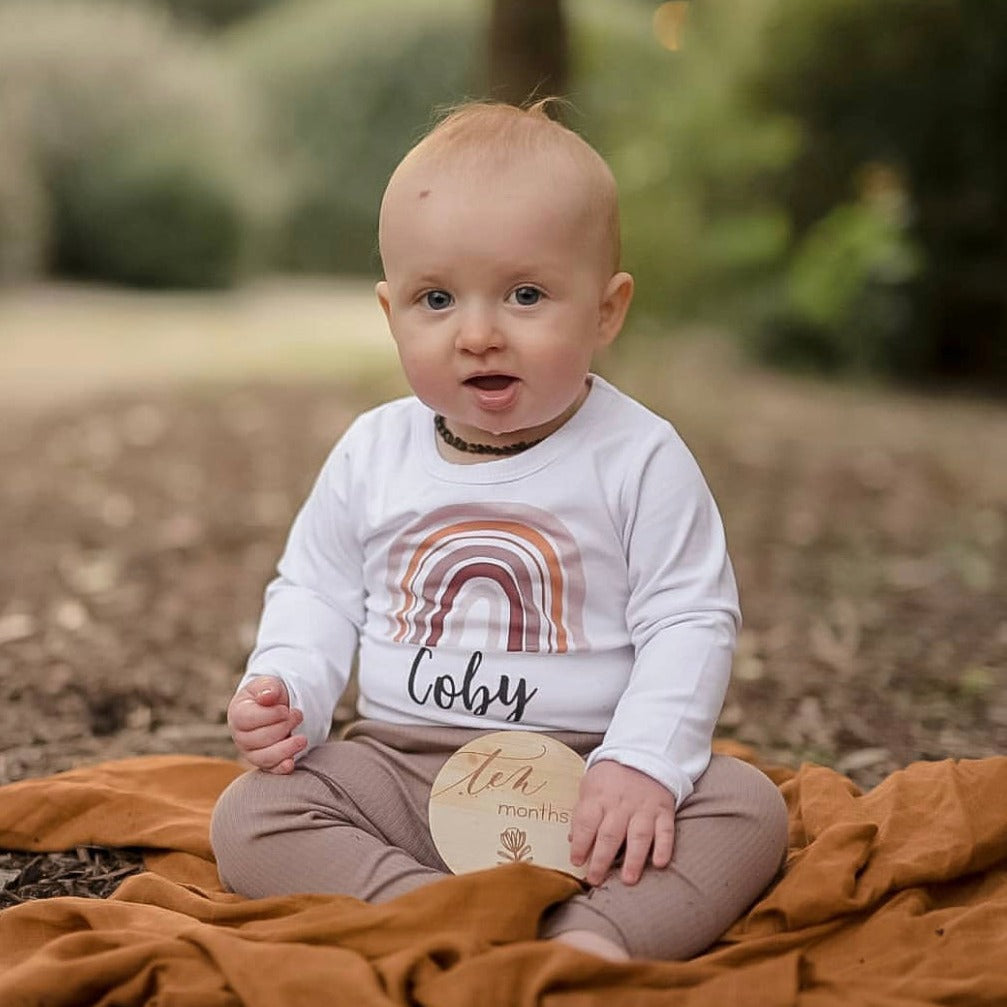 Wooden month milestone card discs - Australiana