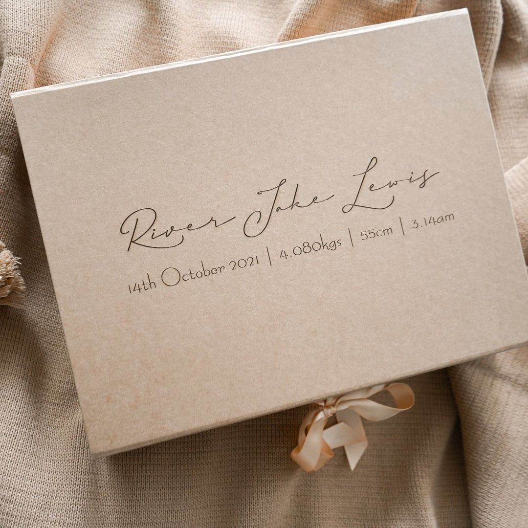 Keepsake Box - Classic (customised with name + wording) - fits our wooden baby book