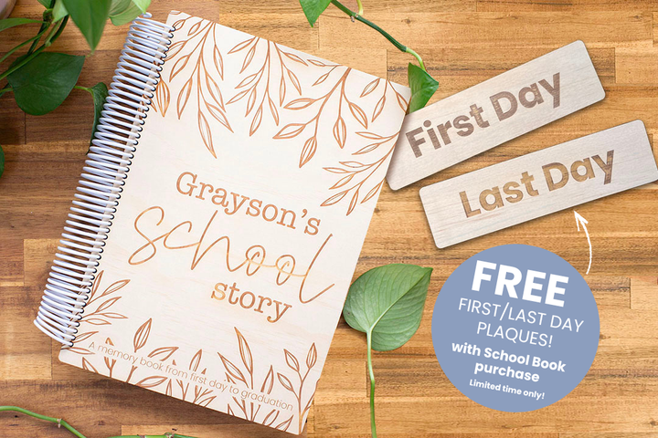 "My School Story" Wooden School Years Book (customised with name)