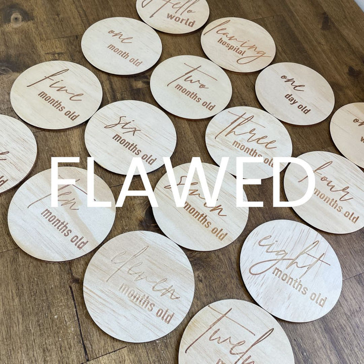 Seconds - Wooden Month Milestone Card Discs - Classic