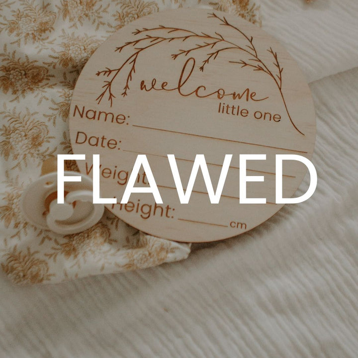 'Welcome Little One’ Wooden Birth Announcement Disc - Whimsical (Seconds Sale)