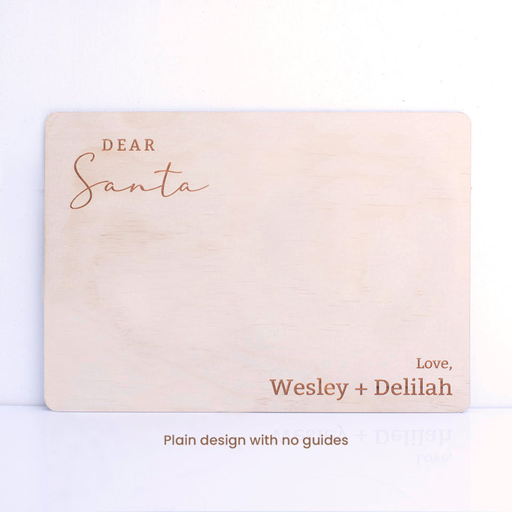 Hello Fern Santa Snack Board with custom names, no snack or drink guides, and minimalist design.