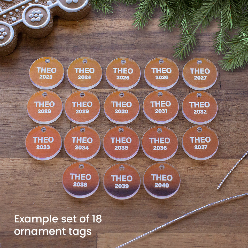 Tag Fern Christmas Ornament Acrylic Tags - Set of 18 (personalised with name or ...
