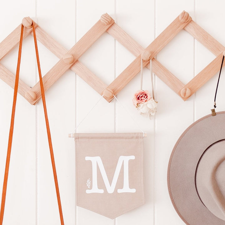 Letter flag wall hanging - Coco with white letter