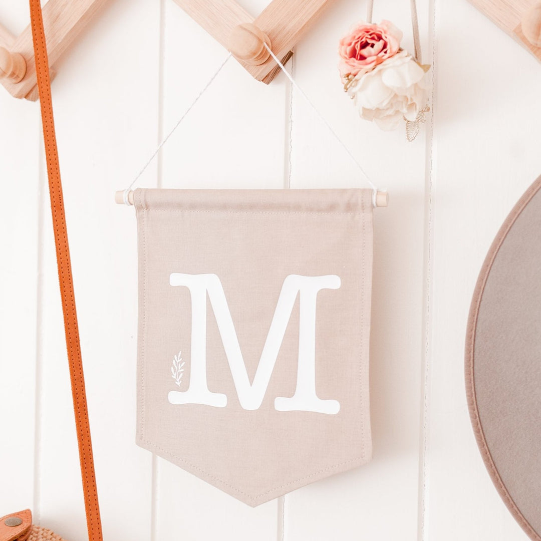 Letter flag wall hanging - Coco with white letter