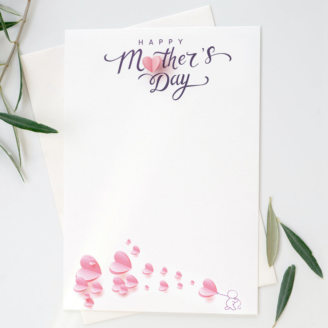 Closeup of "Happy Mother's Day" blank print sheet from Mother's Day inkless print kits for baby hand and foot prints.